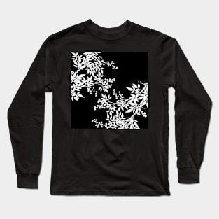 Toile Leaf White and Black Pattern Long Sleeve T-Shirt